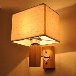 Prosta lampa ścienna, lampka nocna, biurko z abażurem z tkaniny i litego drewna do sypialni, komody, salonu, pokoju dziecięcego