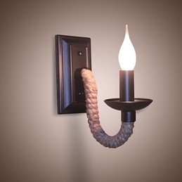 Konopna lina retro lampa ścienna kreatywna osobowość bar żelazna lampa świeca