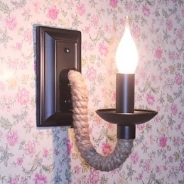 Konopna lina retro lampa ścienna kreatywna osobowość bar żelazna lampa świeca