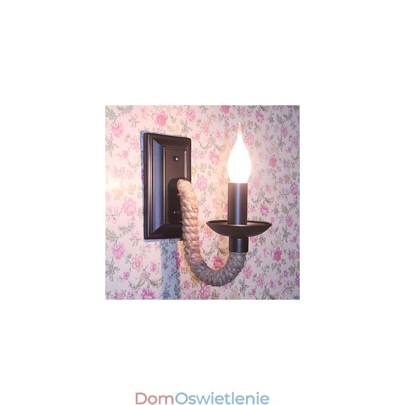 Konopna lina retro lampa ścienna kreatywna osobowość bar żelazna lampa świeca