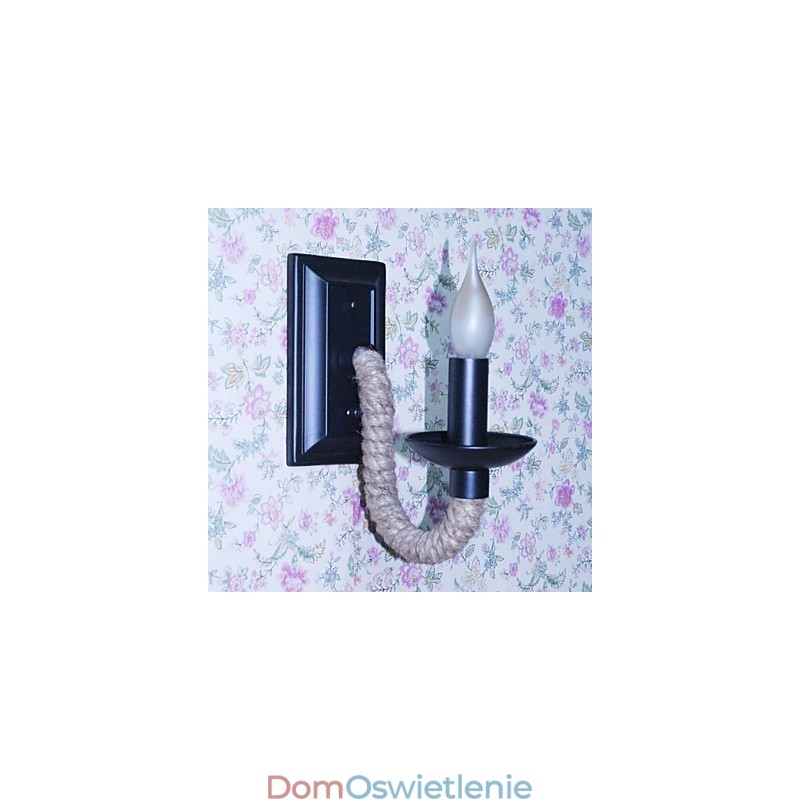 Konopna lina retro lampa ścienna kreatywna osobowość bar żelazna lampa świeca