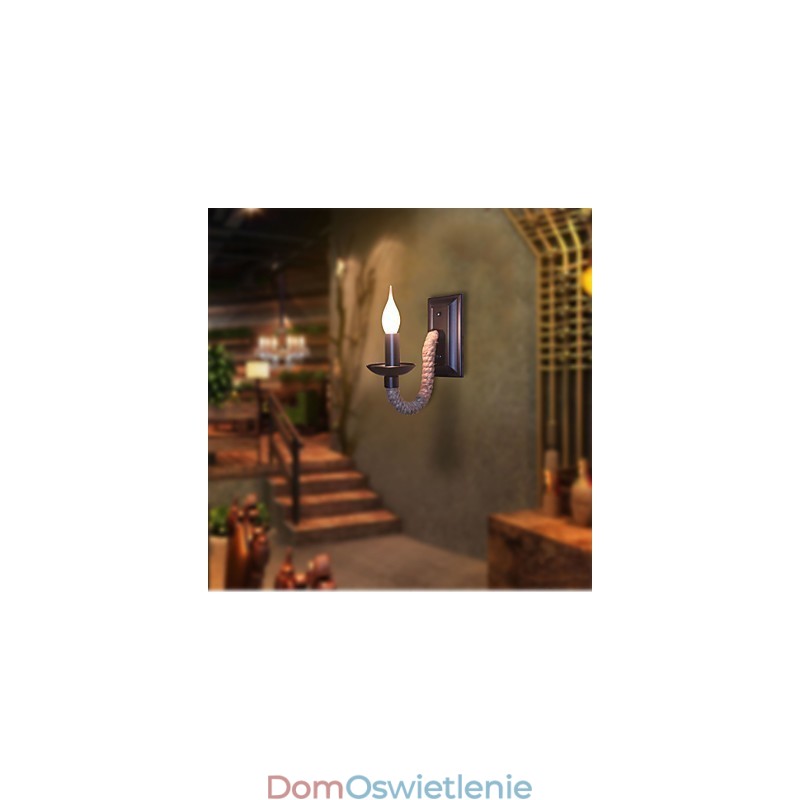 Konopna lina retro lampa ścienna kreatywna osobowość bar żelazna lampa świeca