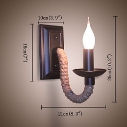 Konopna lina retro lampa ścienna kreatywna osobowość bar żelazna lampa świeca