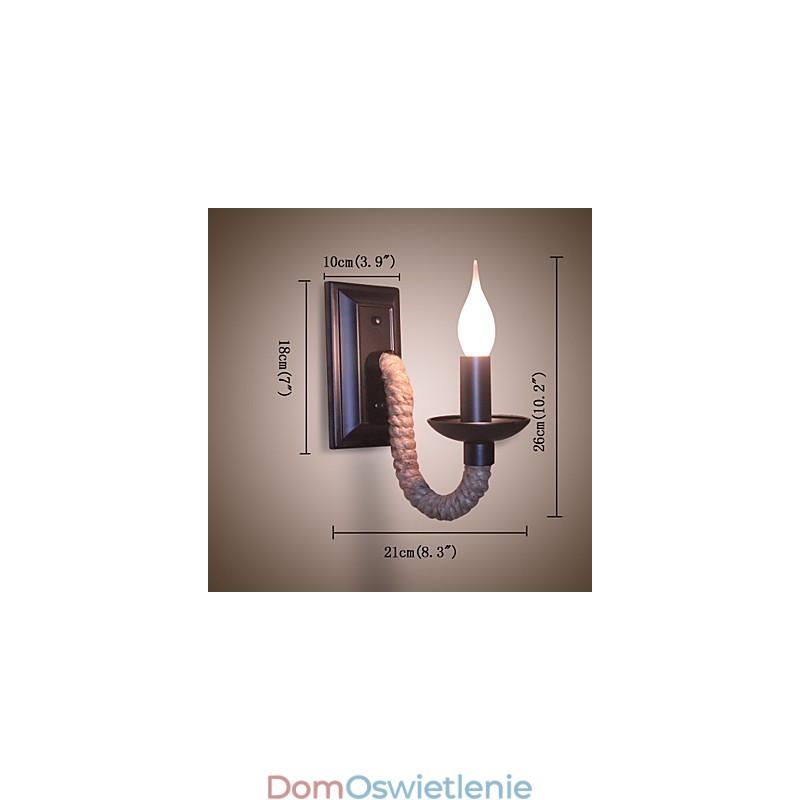 Konopna lina retro lampa ścienna kreatywna osobowość bar żelazna lampa świeca