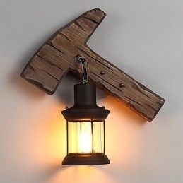 Pojedyncza głowica przemysłowa Vintage Retro drewniana metalowa malowana lampa ścienna do domu hotelowego korytarza dekoracja ścienna