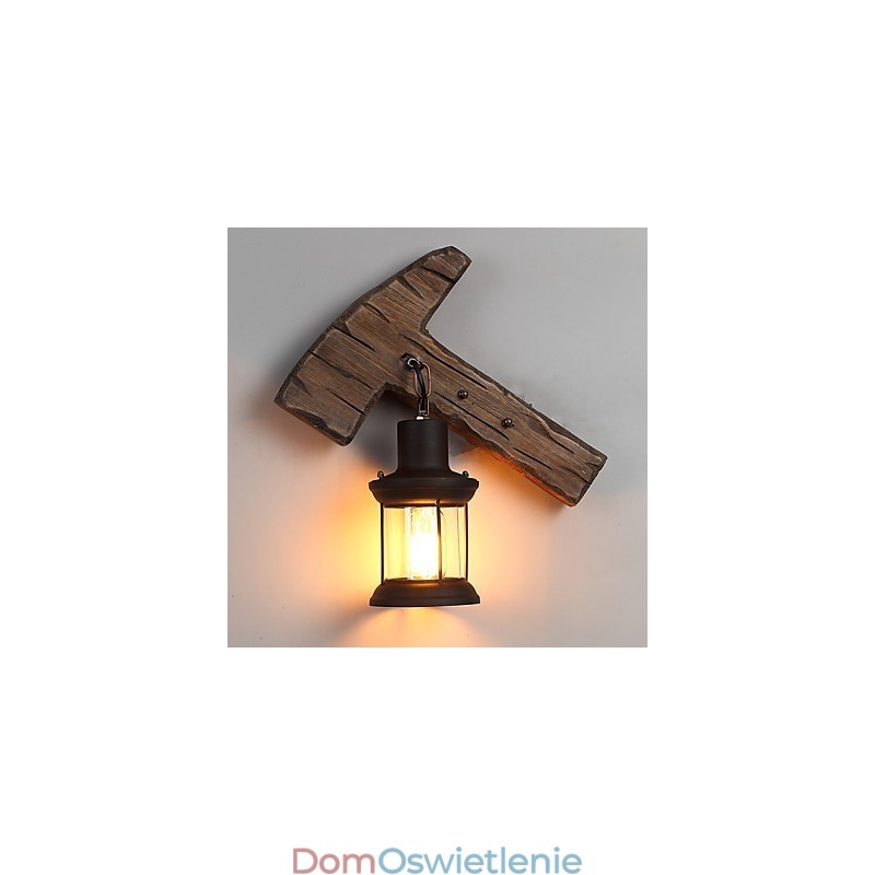 Pojedyncza głowica przemysłowa Vintage Retro drewniana metalowa malowana lampa ścienna do domu hotelowego korytarza dekoracja ścienna