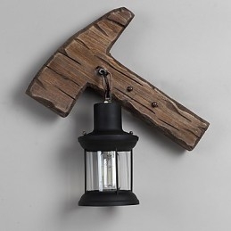 Pojedyncza głowica przemysłowa Vintage Retro drewniana metalowa malowana lampa ścienna do domu hotelowego korytarza dekoracja ścienna