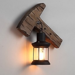 Pojedyncza głowica przemysłowa Vintage Retro drewniana metalowa malowana lampa ścienna do domu hotelowego korytarza dekoracja ścienna