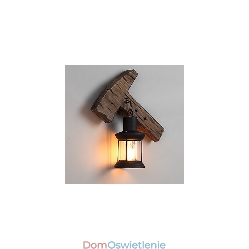 Pojedyncza głowica przemysłowa Vintage Retro drewniana metalowa malowana lampa ścienna do domu hotelowego korytarza dekoracja ścienna