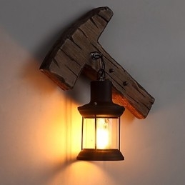 Pojedyncza głowica przemysłowa Vintage Retro drewniana metalowa malowana lampa ścienna do domu hotelowego korytarza dekoracja ścienna
