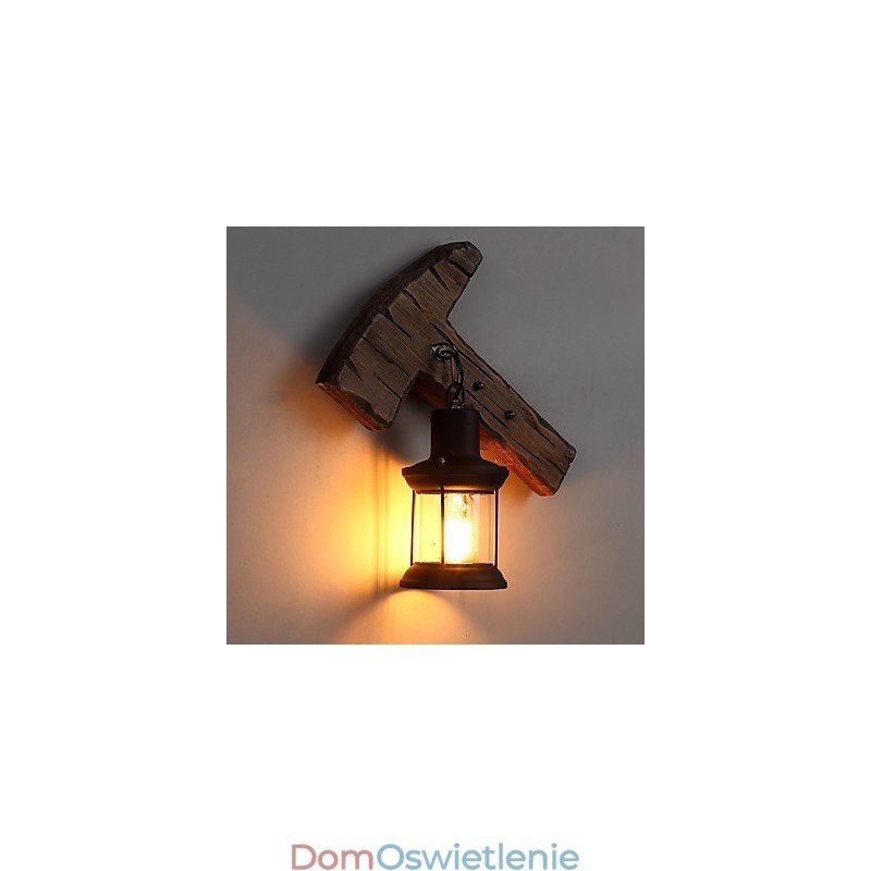 Pojedyncza głowica przemysłowa Vintage Retro drewniana metalowa malowana lampa ścienna do domu hotelowego korytarza dekoracja ścienna