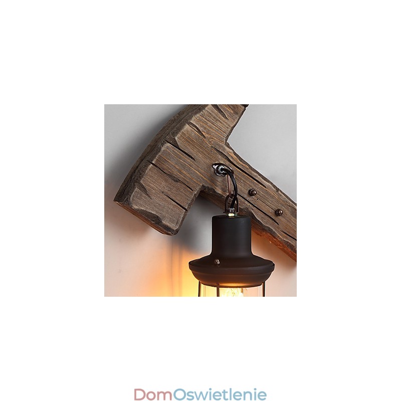 Pojedyncza głowica przemysłowa Vintage Retro drewniana metalowa malowana lampa ścienna do domu hotelowego korytarza dekoracja ścienna