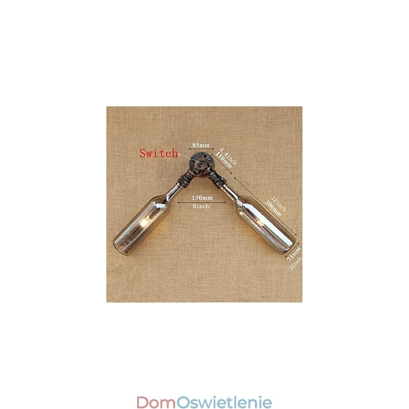 Retro American Village Creative Industry Wind Designer Water Bottle Kinkiet Ścienny Światło Szare