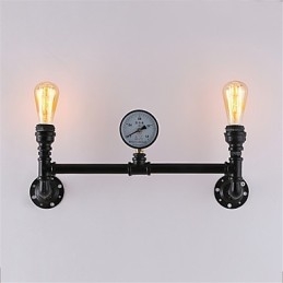 Vintage Industrial Pipe Wall Lights Black Creative Lights Restaurant Cafe Bar Decoration lighting With 2 Lights Painted Finish