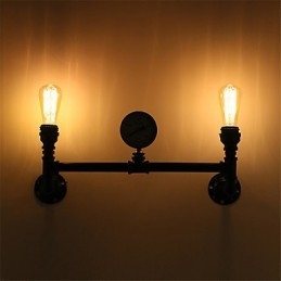 Vintage Industrial Pipe Wall Lights Black Creative Lights Restaurant Cafe Bar Decoration lighting With 2 Lights Painted Finish