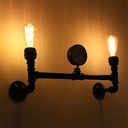 Vintage Industrial Pipe Wall Lights Black Creative Lights Restaurant Cafe Bar Decoration lighting With 2 Lights Painted Finish