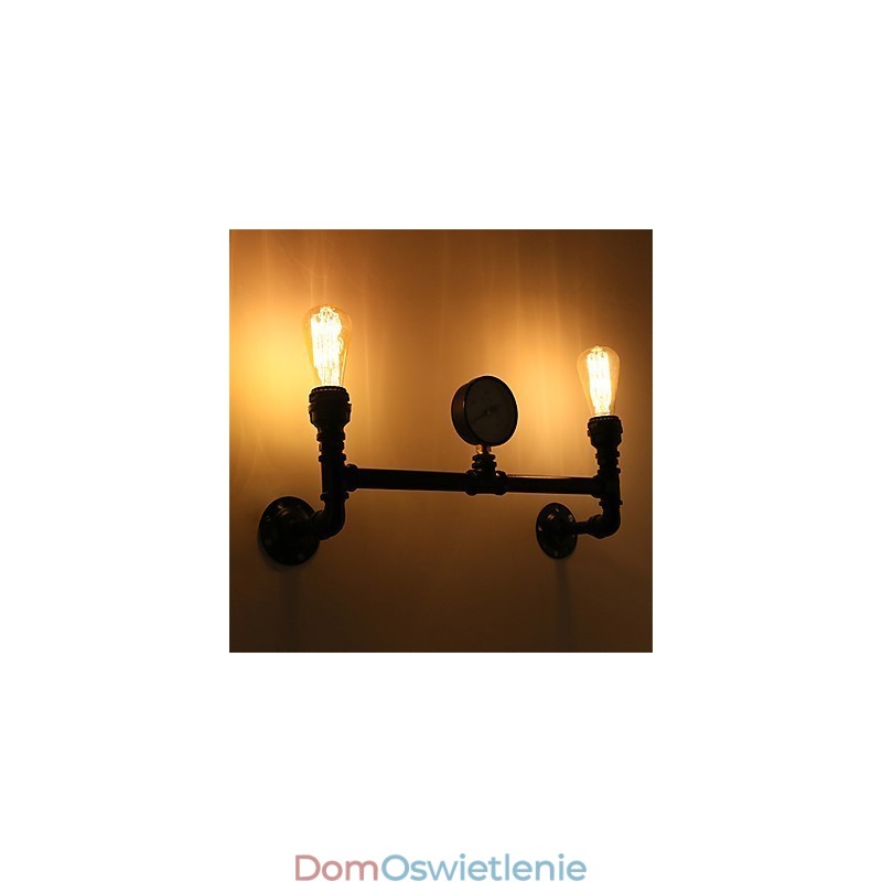 Vintage Industrial Pipe Wall Lights Black Creative Lights Restaurant Cafe Bar Decoration lighting With 2 Lights Painted Finish
