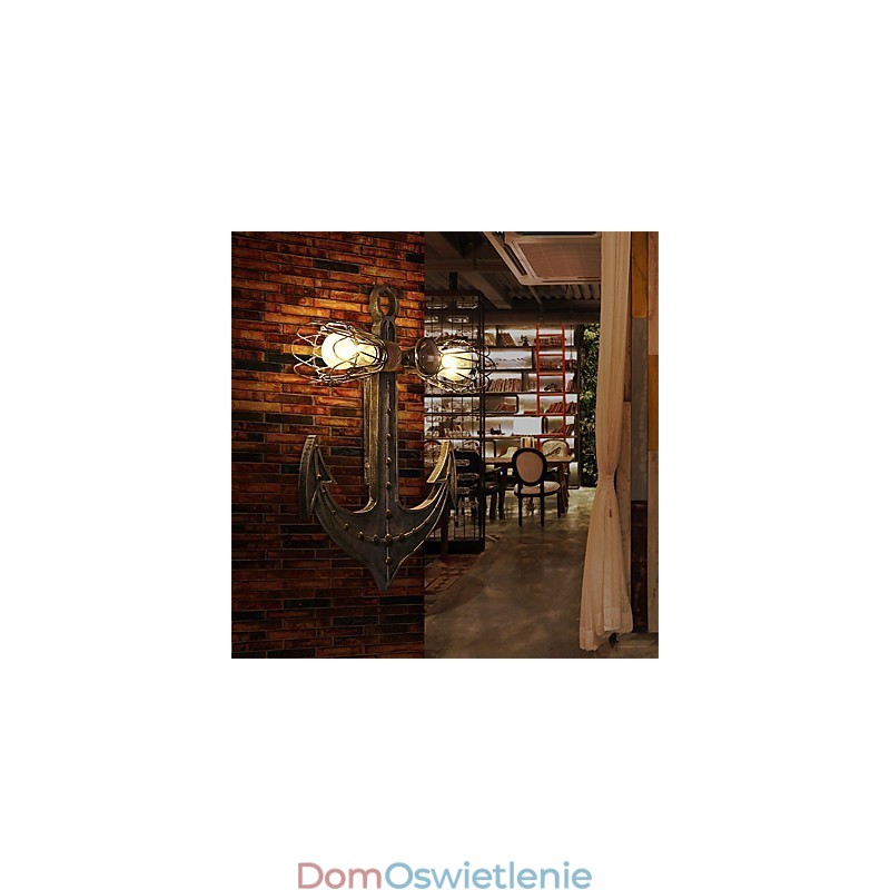 Vintage Industrial Wall Lights Drewno Łódź Kotwica Kształt Kreatywna Restauracja Kawiarnia Bar Dekoracja oświetlenie
