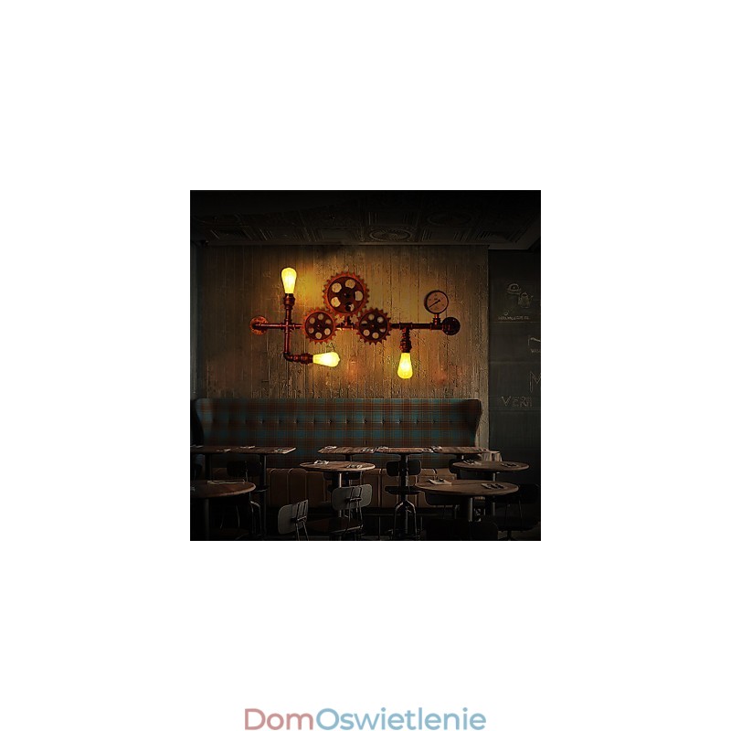 Vintage Industrial Pipe Wall Lights Wood Helm Shape Kreatywne obrotowe światła Restauracja Kawiarnia Bar Dekoracja oświetlenie