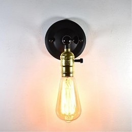 Żelazna lampa ścienna Czarna prosta lampa ścienna retro pojedyncza głowica dekoracyjna lampa ścienna w stylu europejskim