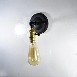 Żelazna lampa ścienna Czarna prosta lampa ścienna retro pojedyncza głowica dekoracyjna lampa ścienna w stylu europejskim