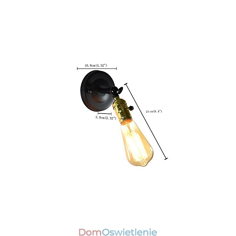 Żelazna lampa ścienna Czarna prosta lampa ścienna retro pojedyncza głowica dekoracyjna lampa ścienna w stylu europejskim