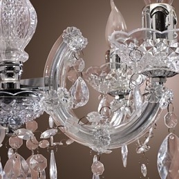 Lampa sufitowa chromowana Upligh, lampa wisząca na świecę, akrylowa, żyrandol