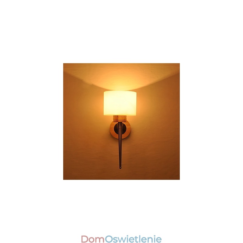 Prosta lampa ścienna, lampka nocna, biurko z kloszem szklanym i litym drewnem do sypialni, komody, salonu, pokoju dziecięcego