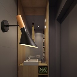 Kinkiety w stylu Europy Północnej, drewno, metal, salon, restauracja, kąt światła regulowany