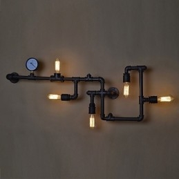 Kinkiety Loft Industrial, antyczne kinkiety Edison z żarówkami, kinkiet Vintage Pipe do oświetlenia salonu