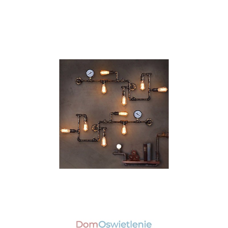 Kinkiety Loft Industrial, antyczne kinkiety Edison z żarówkami, kinkiet Vintage Pipe do oświetlenia salonu