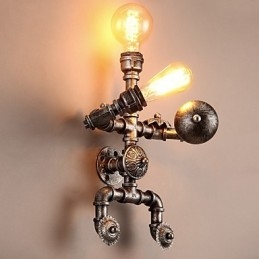 Loft Water Pipe Kinkiety Retro Industrial Style Kreatywny Robot Design Metal Restauracja Kawiarnia Bary Bar Stół Kinkiety Ścienne