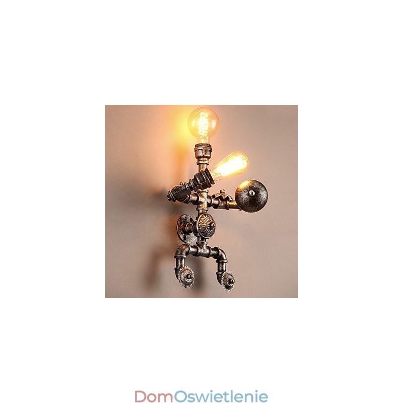 Loft Water Pipe Kinkiety Retro Industrial Style Kreatywny Robot Design Metal Restauracja Kawiarnia Bary Bar Stół Kinkiety Ścienne