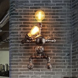 Loft Water Pipe Kinkiety Retro Industrial Style Kreatywny Robot Design Metal Restauracja Kawiarnia Bary Bar Stół Kinkiety Ścienne