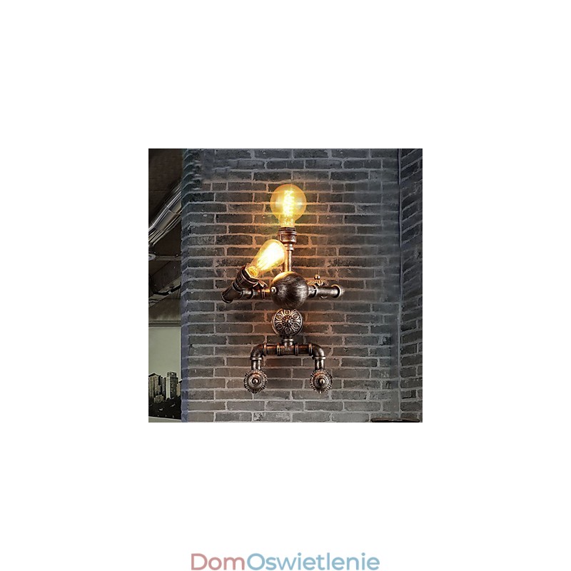 Loft Water Pipe Kinkiety Retro Industrial Style Kreatywny Robot Design Metal Restauracja Kawiarnia Bary Bar Stół Kinkiety Ścienne