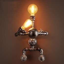 Loft Water Pipe Kinkiety Retro Industrial Style Kreatywny Robot Design Metal Restauracja Kawiarnia Bary Bar Stół Kinkiety Ścienne