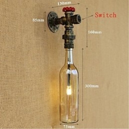 Bursztynowa lampa ścienna wodna z przełącznikiem