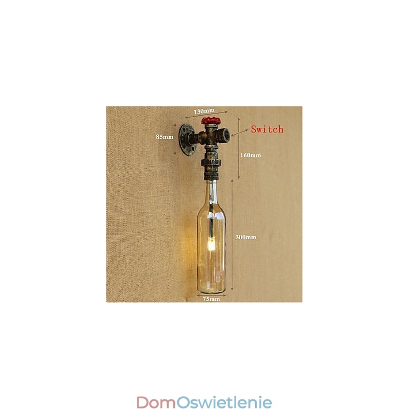 Bursztynowa lampa ścienna wodna z przełącznikiem