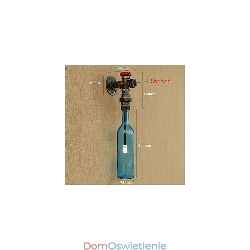 Przełącznik ścienny z rurą wodną, butelką, lampą ścienną