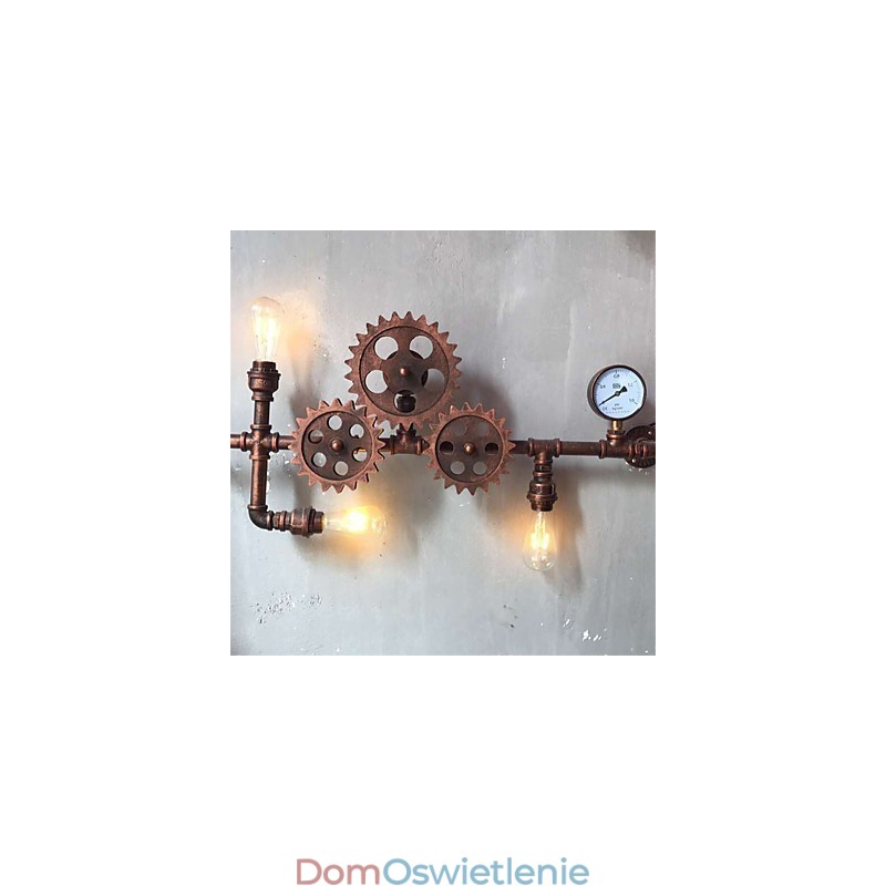 Vintage Industrial Pipe Wall Lights Wood Gear Shape Kreatywne obrotowe światła Restauracja Kawiarnia Bar Dekoracja oświetlenie