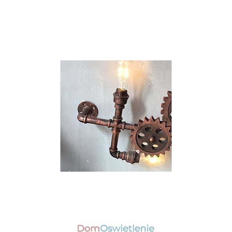 Vintage Industrial Pipe Wall Lights Wood Gear Shape Kreatywne obrotowe światła Restauracja Kawiarnia Bar Dekoracja oświetlenie