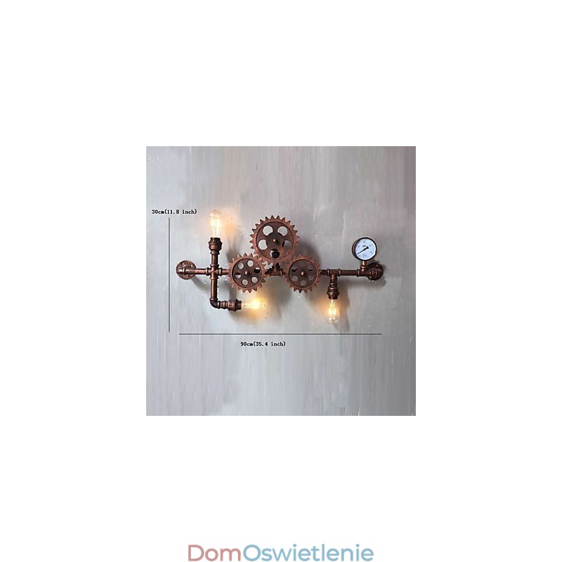 Vintage Industrial Pipe Wall Lights Wood Gear Shape Kreatywne obrotowe światła Restauracja Kawiarnia Bar Dekoracja oświetlenie