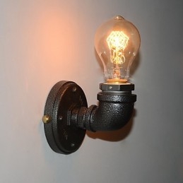 Prosta, retro, przemysłowa, żelazna rura, dekoracyjna lampa ścienna