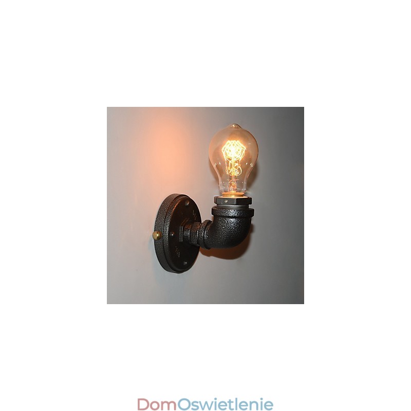 Prosta, retro, przemysłowa, żelazna rura, dekoracyjna lampa ścienna