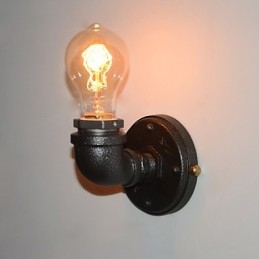 Prosta, retro, przemysłowa, żelazna rura, dekoracyjna lampa ścienna