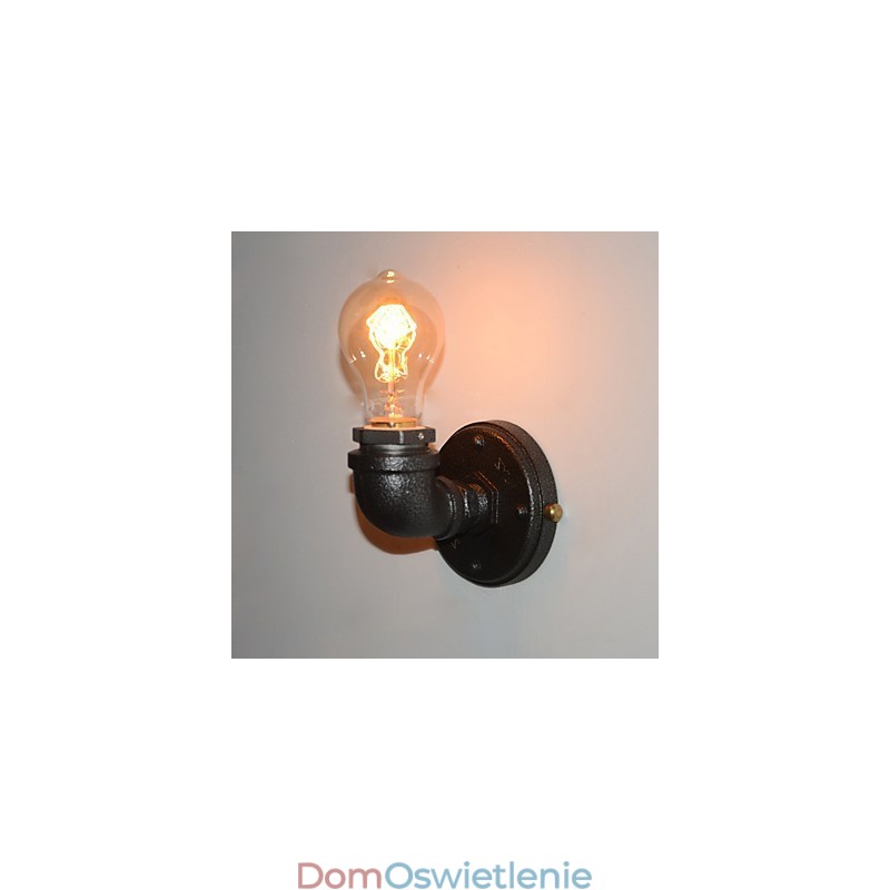 Prosta, retro, przemysłowa, żelazna rura, dekoracyjna lampa ścienna