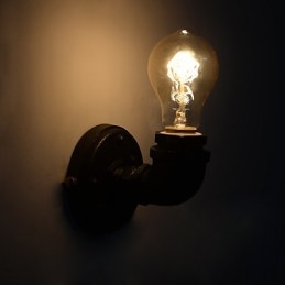 Prosta, retro, przemysłowa, żelazna rura, dekoracyjna lampa ścienna