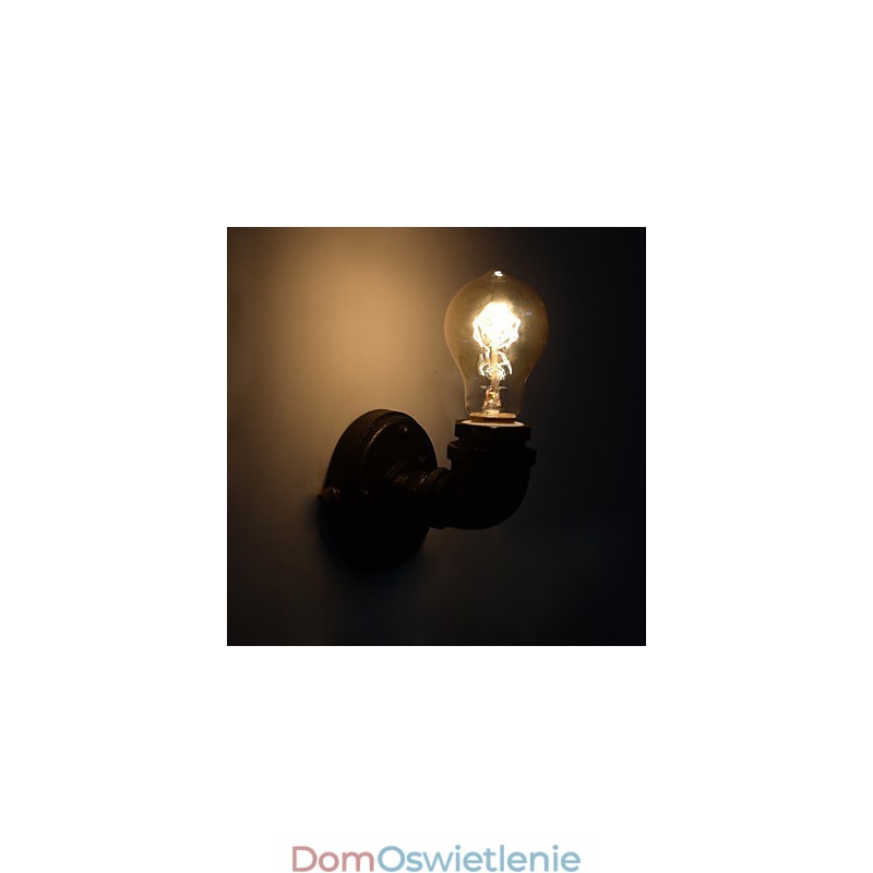Prosta, retro, przemysłowa, żelazna rura, dekoracyjna lampa ścienna
