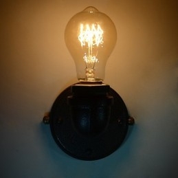 Prosta, retro, przemysłowa, żelazna rura, dekoracyjna lampa ścienna