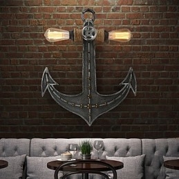 Vintage Industrial Wall Lights Drewno Łódź Kotwica Kształt Kreatywna Restauracja Kawiarnia Bar Dekoracja oświetlenie